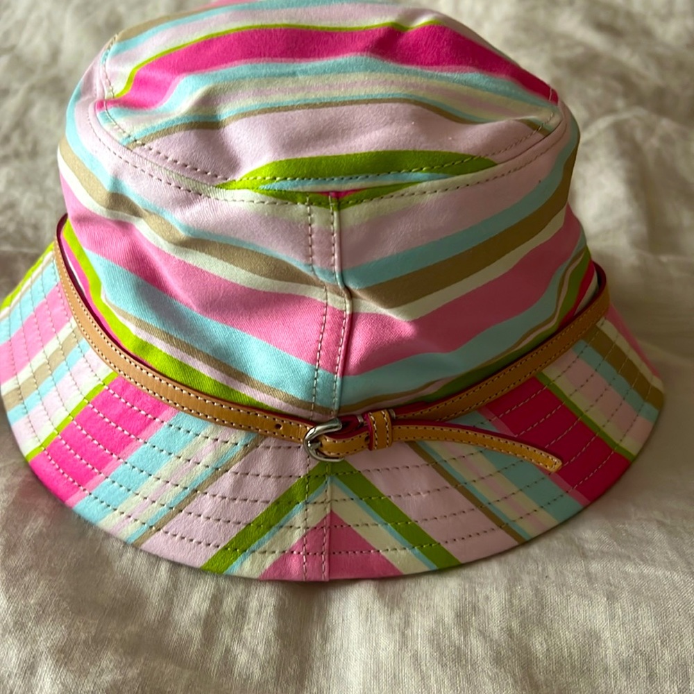 NWT Coach Ladies Belted Multicolor Stripped Hat Size P/S